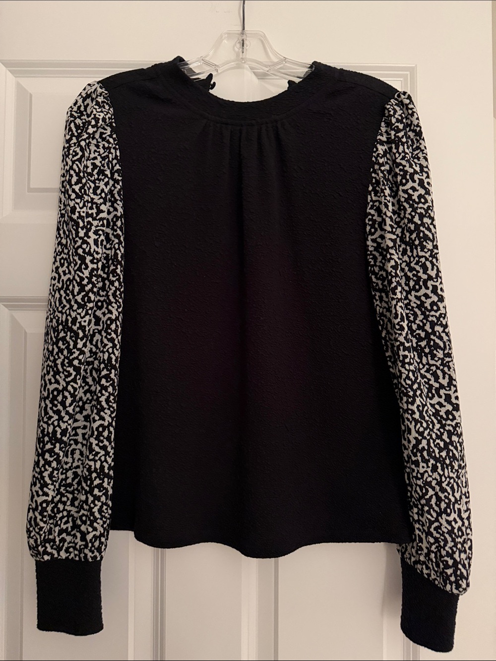 THML Black Blouse with Patterned Sleeves